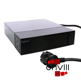   Legrand 694595, Elosztóállomás TV-Hez, 4X2P+F + 4X2P, 6A, Túlfeszültség-Védelemmel, 2m Vezetékkel, Fekete
