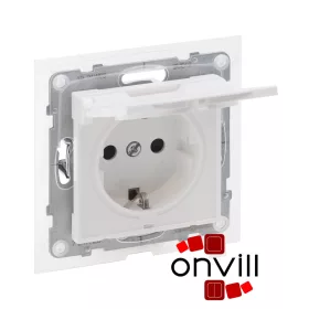   Legrand 721123, Suno 2P+F Csatlakozóaljzat Biztonsági Zsaluval, Csapófedéllel, Rugós Vezetékbekötéssel, IP44, Fehér