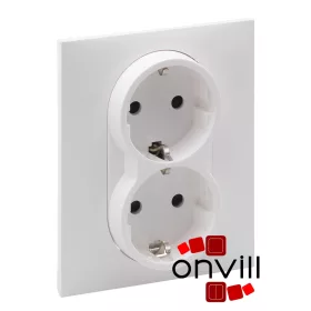   Legrand 721126, Suno 2X2P+F Csatlakozóaljzat Biztonsági Zsaluval, Egybeépített Burkolattal és Kerettel, Rugós Vezetékbekötéssel, Fehér