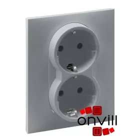   Legrand 721326, Suno 2X2P+F Csatlakozóaljzat Biztonsági Zsaluval, Egybeépített Burkolattal és Kerettel, Rugós Vezetékbekötéssel, Alumínium