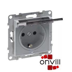   Legrand 721327, Suno 2P+F Csatlakozóaljzat Biztonsági Zsaluval, Csapófedéllel, Rugós Vezetékbekötéssel, IP21, Alumínium