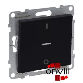   Legrand 721412, Suno Kétpólusú Kapcsoló Ellenőrzőfénnyel 10 AX, Fekete