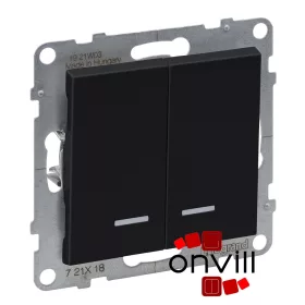   Legrand 721418, Suno Kettős Váltókapcsoló Jelzőfénnyel, 10 AX, Fekete