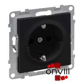   Legrand 721424, Suno 2P+F Csatlakozóaljzat Biztonsági Zsaluval, Csavaros Vezetékbekötéssel, Fekete