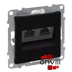   Legrand 721459, Suno 2XRJ45 Cat.6A STP Informatikai Csatlakozóaljzat, Fekete