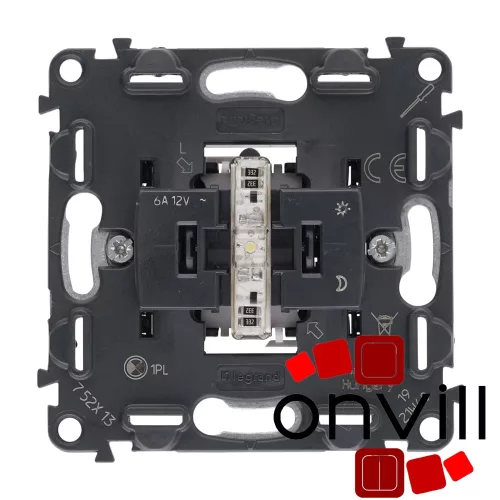 Legrand 752013, Valena Inmatic Váltóérintkezős Nyomó Mechanizmus Jelzőfénnyel, 12 V