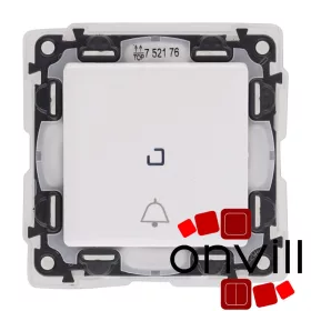   Legrand 752176, Valena Life Váltóérintkezős Nyomó Csengőjellel, Jelzőfénnyel, 6 A, 250 V, IP44, Fehér