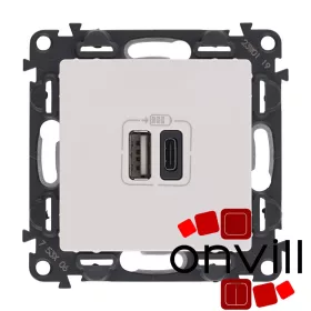   Legrand 753106, Valena Life Kettős USB-A+USB-C Töltőaljzat, Beépített Tápegységgel, Fehér