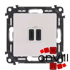   Legrand 753107, Valena Life Kettős USB-C Töltőaljzat, Beépített Tápegységgel, Fehér