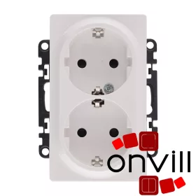   Legrand 753126, Valena Life 2X2P+F Csatlakozóaljzat Biztonsági Zsaluval, Egybeépített Burkolattal és Keret Nélkül, Rugós Vezetékbekötéssel, Fehér