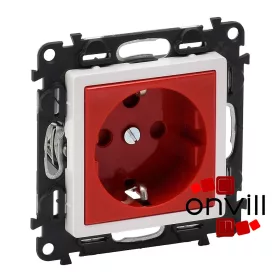   Legrand 753131, Valena Life 2P+F Csatlakozóaljzat Biztonsági Zsaluval, Reteszelt, Piros Betéttárcsával