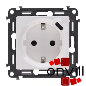   Legrand 753135, Valena Life 2P+F Csatlakozóaljzat + USB-C Típusú Töltőaljzat, Fehér