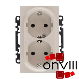   Legrand 753227, Valena Life 2X2P+F Csatlakozóaljzat Biztonsági Zsalu Nélkül, Egybeépített Burkolattal Keret Nélkül, Rugós Vezetékbekötéssel, Elefántcsont