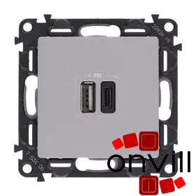   Legrand 753306, Valena Life Kettős USB-A+USB-C Töltőaljzat, Beépített Tápegységgel, Alumínium