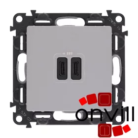   Legrand 753307, Valena Life Kettős USB-C Töltőaljzat, Beépített Tápegységgel, Alumínium