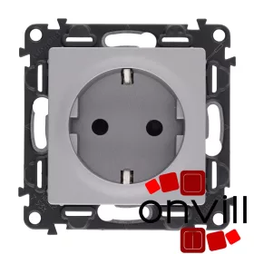   Legrand 753325, Valena Life 2P+F Csatlakozóaljzat Biztonsági Zsalu Nélkül, Csavaros Vezetékbekötéssel, Alumínium