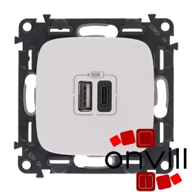   Legrand 754965, Valena Allure Kettős USB-A+USB-C Töltőaljzat, Beépített Tápegységgel, Fehér