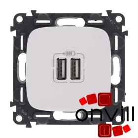   Legrand 754995, Valena Allure Kettős USB-A Töltőaljzat, Beépített Tápegységgel, Fehér