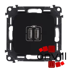   Legrand 754998, Valena Allure Kettős USB-A Töltőaljzat, Beépített Tápegységgel, Fekete