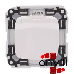   Legrand 755204, Valena Allure 2P+F Csatlakozóaljzat Biztonsági Zsaluval, Csapófedéllel, Rugós Vezetékbekötéssel, IP44, Fehér