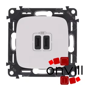   Legrand 755345, Valena Allure Kettős USB-C Töltőaljzat, Beépített Tápegységgel, Fehér