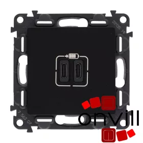   Legrand 756307, Valena Life Kettős USB-C Töltőaljzat, Beépített Tápegységgel, Fekete