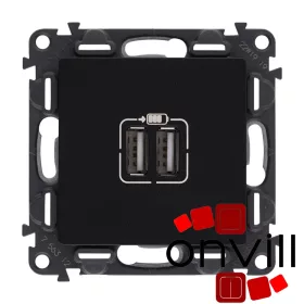   Legrand 756312, Valena Life Kettős USB-A Töltőaljzat, Beépített Tápegységgel, Fekete