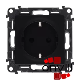   Legrand 756320, Valena Life 2P+F Csatlakozóaljzat Biztonsági Zsaluval, Rugós Vezetékbekötéssel, Fekete