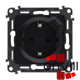   Legrand 756335, Valena Life 2P+F Csatlakozóaljzat + USB-C Típusú Töltőaljzat, Fekete