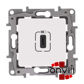   Legrand 764593, Niloé Egyes USB-C Töltőaljzat, Beépített Tápegységgel, Fehér