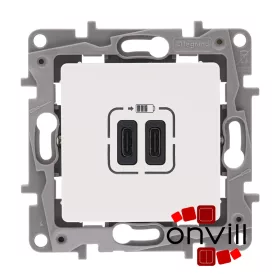   Legrand 764595, Niloé Kettős USB-C Töltőaljzat, Beépített Tápegységgel, Fehér