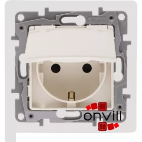   Legrand 764631, Niloé 2P+F Csatlakozóaljzat Biztonsági Zsaluval, Csapófedéllel, Rugós Vezetékbekötéssel, IP44, Bézs