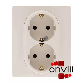   Legrand 764634, Niloé 2×2P+F Csatlakozóaljzat Biztonsági Zsalu Nélkül, Csavaros Vezetékbekötéssel, Bézs