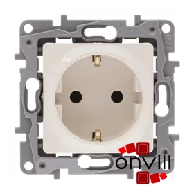   Legrand 764639, Niloé 2P+F Csatlakozóaljzat Biztonsági Zsalu Nélkül, Rugós Vezetékbekötéssel, Bézs