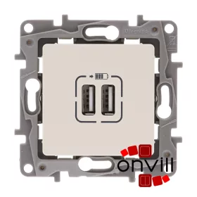   Legrand 764694, Niloé Kettős USB-A Töltőaljzat, Beépített Tápegységgel, Bézs