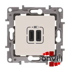   Legrand 764695, Niloé Kettős USB-C Töltőaljzat, Beépített Tápegységgel, Bézs