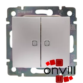   Legrand 770128, Valena Csillárkapcsoló Jelzőfénnyel, 10 AX, Alumínium