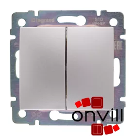   Legrand 770218, Valena Kettős Váltóérintkezős Nyomó, 6 A, Alumínium