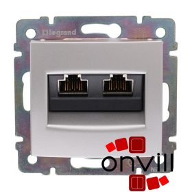  Legrand 770245, Valena 2XRJ45 Cat.6 STP Informatikai Csatlakozóaljzat, Alumínium