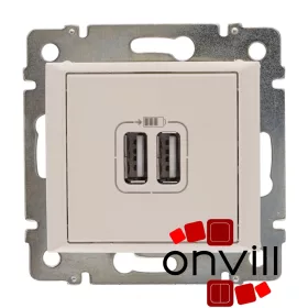   Legrand 774170, Valena Kettős USB-A Töltőaljzat, Beépített Tápegységgel, Elefántcsont