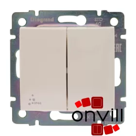   Legrand 774198, Valena Kettős Váltókapcsoló, 10 AX, IP44, Elefántcsont