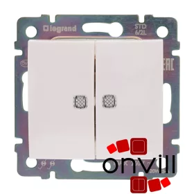   Legrand 774212, Valena Kettős Váltókapcsoló Jelzőfénnyel, 10 AX, Fehér