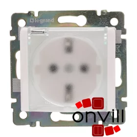   Legrand 774220, Valena 2P+F Csatlakozóaljzat Biztonsági Zsaluval, Csapófedéllel, Csavaros Vezetékbekötéssel, IP44, Fehér