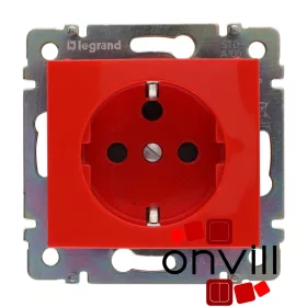   Legrand 774327, Valena 2P+F Csatlakozóaljzat Reteszelt, Piros Betéttárcsával