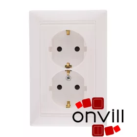   Legrand 774427, Valena 2X2P+F Csatlakozóaljzat Biztonsági Zsaluval, Egybeépített Burkolattal és Kerettel, Csavaros Vezetékbekötéssel, Fehér