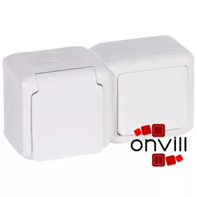   Legrand 782371, Forix IP44 Falon Kívüli, Egypólusú Kapcsoló + 2P+F Csatlakozóaljzat, Csapófedéllel, Biztonsági Zsaluval, Fehér