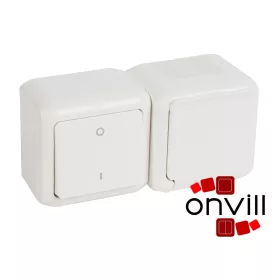   Legrand 782372, Forix IP44 Falon Kívüli, Kétpólusú Kapcsoló + 2P+F Csatlakozóaljzat, Csapófedéllel, Biztonsági Zsaluval, Fehér