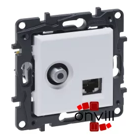   Legrand 863177, Niloé Step "F" Típusú TV Csatlakozóaljzat + Rj45 Cat.6 UTP Aljzat, Fehér