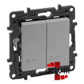   Legrand 863318, Niloé Step Kettős Váltókapcsoló Jelzőfénnyel, 10AX, Alumínium