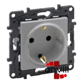   Legrand 863320, Niloé Step 2P+F Csatlakozóaljzat Biztonsági Zsaluval, Rugós Vezetékbekötéssel, Alumínium